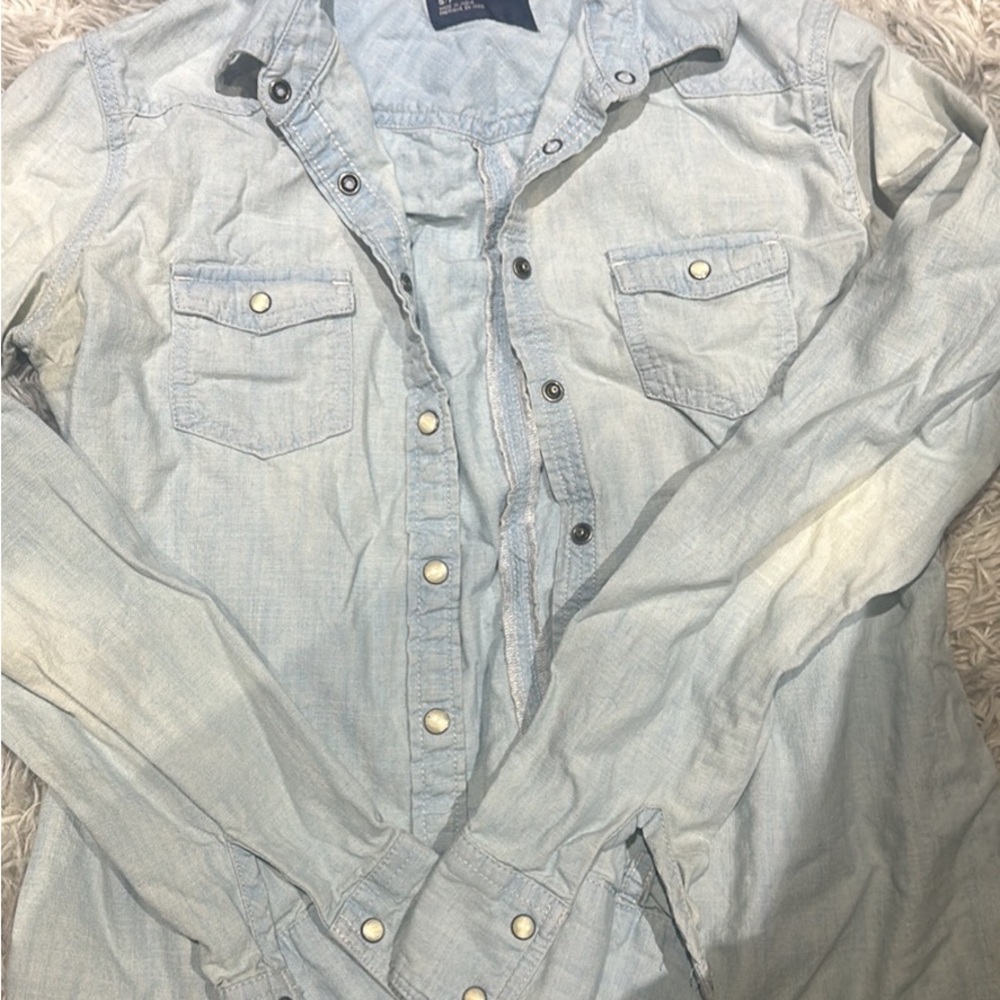 American Eagle Outfitters Blue Lightweight Shirt Jacket